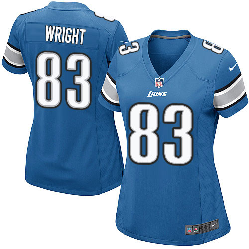 Women's Game Tim Wright Nike Jersey Light Blue Home - #83 NFL Detroit Lions